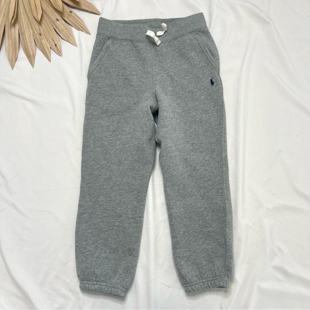 Polo Ralph Lauren Grey Embroidered Logo Fleece Drawstring Joggers Sweatpants 7